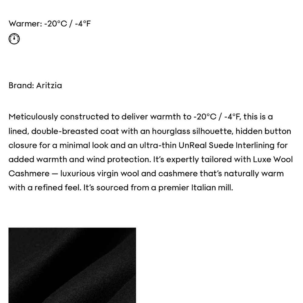 Aritzia metropolitan coat luxe wool cashmere NWT - Picture 11 of 11